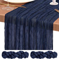 Showgeous 2 Pack Navy Blue Cheesecloth Table Runners Boho Wedding Decor | by Showgeous