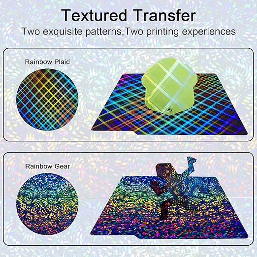 PEW PES Build Plate for Bambu 3D Printers, Smooth Rainbow Gear+Rainbow Plaid Build Plate Flexible Holographic Bed Plate 257x257mm for Bambu Lab X1C/X1/X1E/P1P/P1S/A1 3D Printer