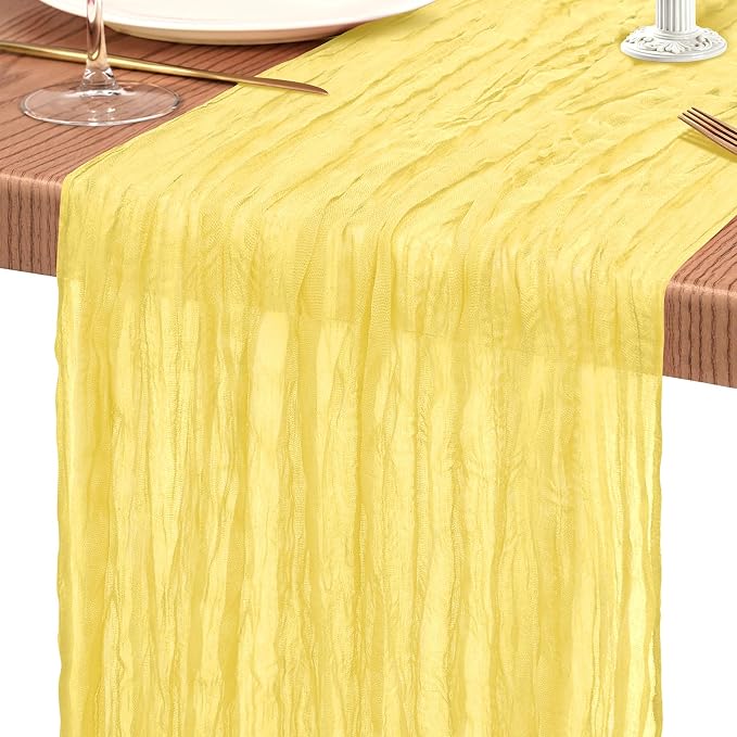 18 Pack Cheesecloth Table Runner 10FT Light Yellow Table Runner Boho Gauze - Image 9