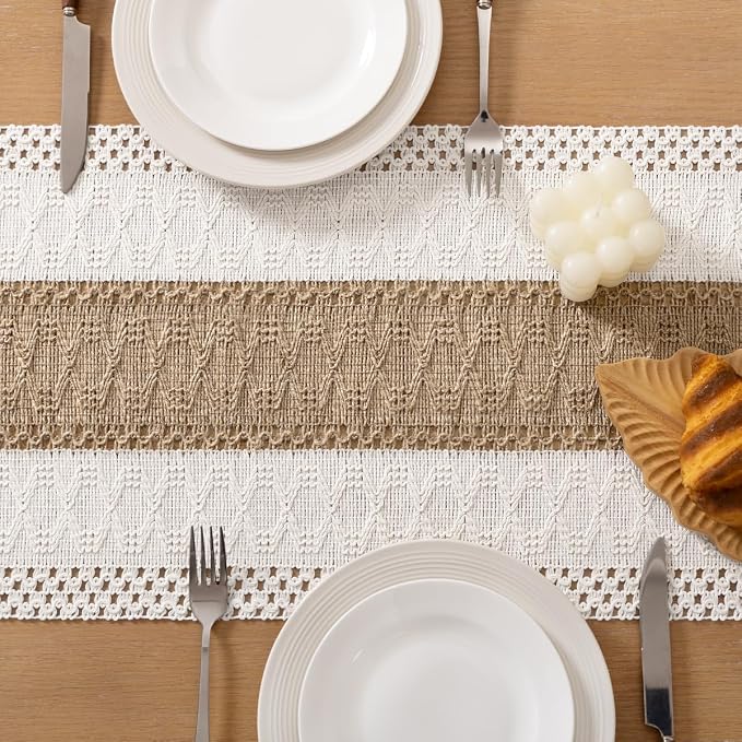 Boho Table Runner Summer Farmhouse Rustic Dining Dresser Scarf Home Decor | - Image 3