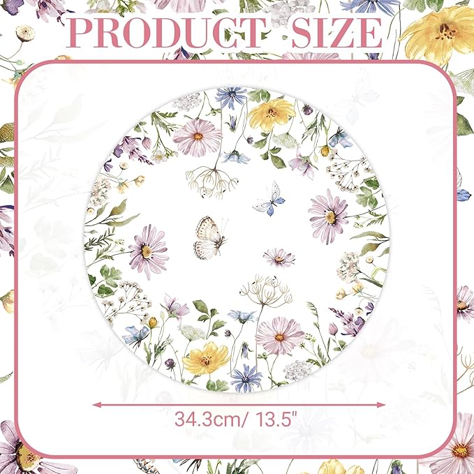50PCS Watercolor Floral Paper Placemats - Disposable Table Mats for Wedding/Brunch/Party Decor, Elegant Flower Wreath Design, Oil-Resistant & Eco-Friendly Table Setting Supplies