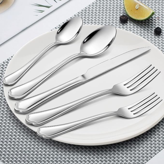 LIANYU 30-Piece Silverware Set for 6, Stainless Steel Flatware Cutlery | Eating - Image 6