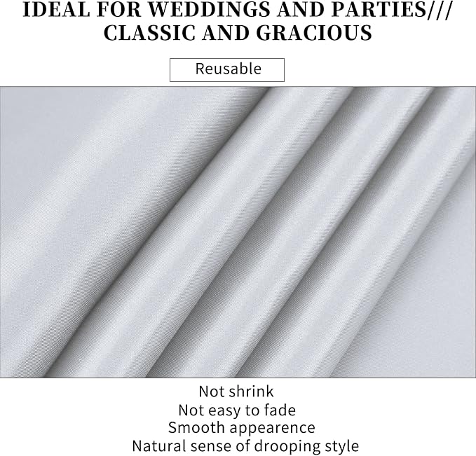 10-Pack Silver 12 x 108 inche Long Premium Satin Table Runner | Wedding - Image 4