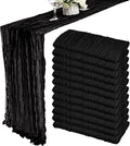 12 Pack Boho Gauze Table Runner 35x72 Inch - Rustic Cheese Cloth Long Table Runner for Wedding, Bridal Shower, Birthday Party Decor (Black)