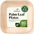 Chic Leaf Compostable & Biodegradable Palm Leaf Disposable Bamboo Plates - Disposable Party Plates for Appetizers, Romantic Valentine's Dinner, Romantic Meal, Party Supplies (4'' - 50 Pack)