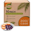 Raj Palm Leaf Plates [50-Pack] 10" Round Plates (4 CASES - 200 PACK) like Bamboo plates Disposable, Strong, Decorative Compostable Tableware for weddings, Lunch, Dinner, Birthday, Camping, Outdoor