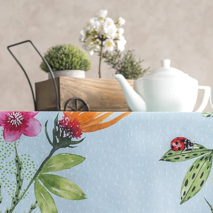 Maison d' Hermine Table Cloth Rectangle Table 100% Cotton 70 x 90 Inches Tablecloth Reusable Decorative for Dining Room Farmhouse Home Valentines Day Decorations Spring Summer - Jardin D'Ete - Mint