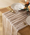 Vitalizart Cheesecloth Table Runner Nude 10ft Gauze Boho Rustic | 120 Inches by Vitalizart