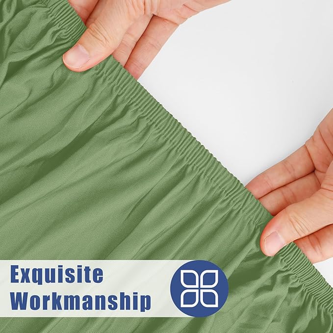 Round Spandex Tablecloth, Elastic Fitted Waterproof Tablecloths for 57"-68" Tables, Stretch Washable Picnic Table Cover for Camping, Dining, Indoor and Outdoor, Sage Green