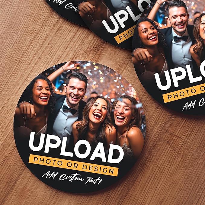 20 Pack, Personalized Drink Coasters, Custom Cardboard Coasters with Photo and Text, Design Your Own Coaster for Events, Parties, Bars, and Unique Gifts, 3.95" Round