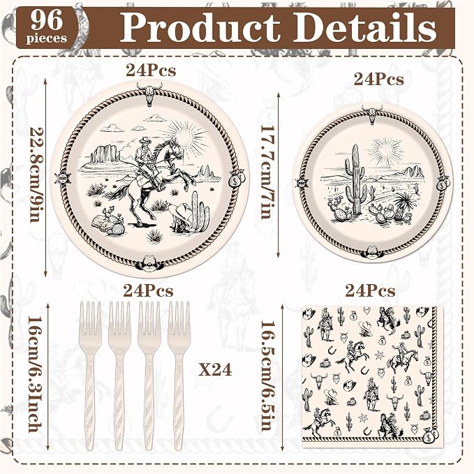Rakuto Western Party Tableware Decorations - Image 2
