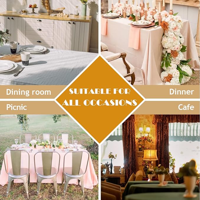 BALCONY & FALCON Extra-Large Table Cloth for 8 Foot Rectangle Tables – Waterproof & Crease-Proof Farmhouse Tablecloth for Banquet, Wedding, Baby Shower, Graduation Holiday Party (Silver, 91" x 156")