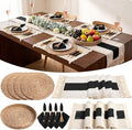 4 Sets Boho Decoration Placemats Round Woven Placemats, Cloth Napkins, Wood by Gandeer
