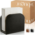 Napkin Holder for Table Stable Standing Napkin Dispenser Natural Bamboo Black by AISBUGUR