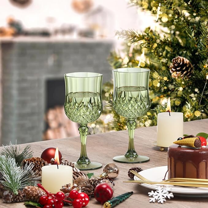 XUWAIDSGN 16 Pcs 7oz Plastic Vintage Wine Glasses Drinking Glasses Unbreakable - Image 6