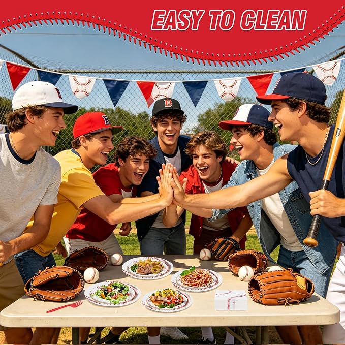 100 Pcs Disposable Baseball Party Tableware Set - Image 3