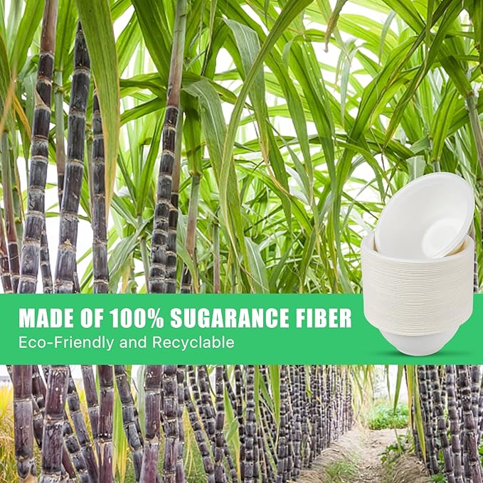 300 Pcs 8oz Paper Bowls,Heavy Duty Disposable Bowls Compostable Paper Bowls, White Biodegradable Bowls for Ice Cream, Salad,Dessert,Parties - Catering Supplies