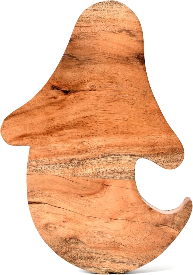 Treen Art Creepy Wooden Halloween Kitchen Cutting Board for Decor, 14"L x 10"W Ghost Butcher Block Piece, Charcuterie Platter for Cheese, fruits and Salad Serving Board