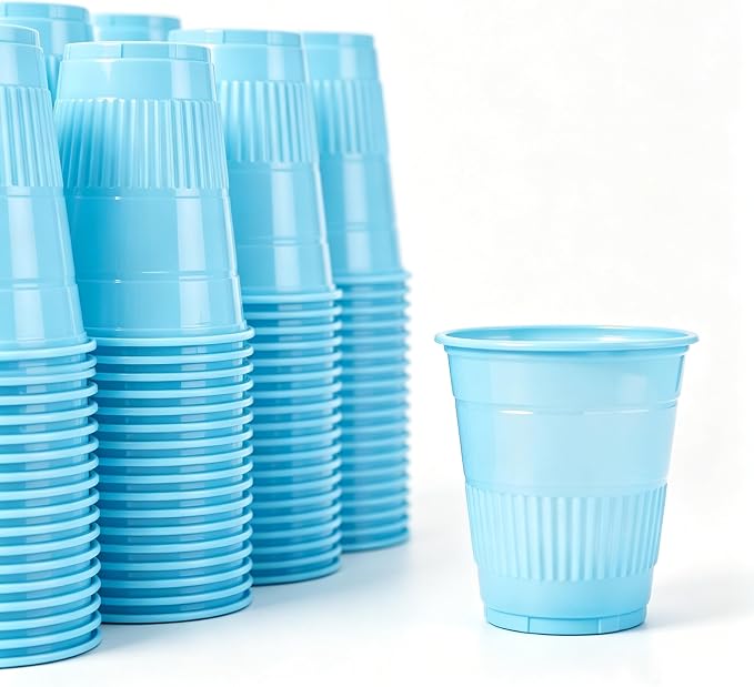 TashiBox 5 oz Disposable Plastic Cups, Sky Blue - Image 6