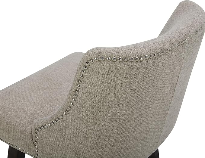 CHITA Counter Height Swivel Bar Stools Set of 3, FSC Certified Upholstered Counter Stools, Modern Swivel Barstools with Wood Legs for Kitchen Island, 26" Seat Height, Fabric in Tan