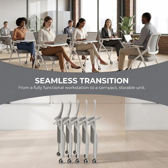 8 Pack Foldable Office Training Chairs - Image 7