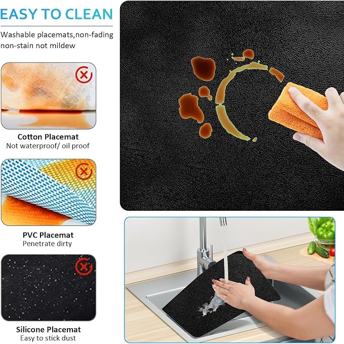 Placemats and Coasters Set of 6, Waterproof、Oil-Proof Wipeable、Anti Slip PVC - Image 7