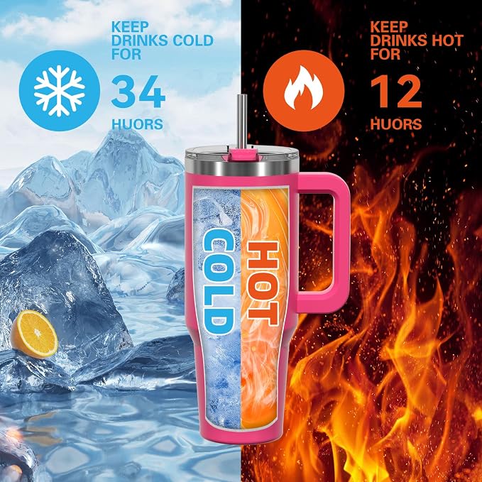 20 oz Tumbler with Handle, Tumbler with Lid and Straw, Double Wall Insulated - Image 3