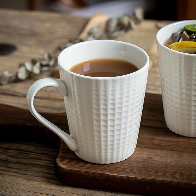 ONIGIRI Coffee Mugs Set of 4, Elegant Embossed Ceramic Coffee Cups, 300ml/10oz - Image 5