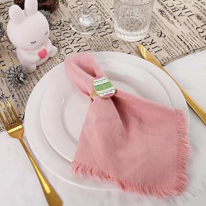 Easter Eggs Napkin Rings Set of 6, Alloy Napkin Holder Ring - Image 4