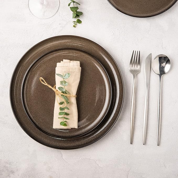 LERATIO Ceramic Plate Set of 6, 8.5 Inch Reactive Glaze Salad Plates | Modern - Image 5