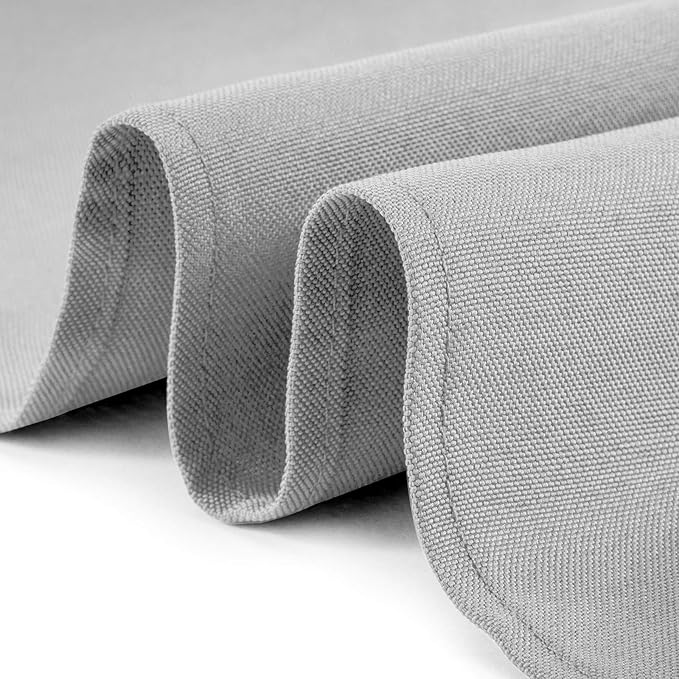 Lann's Linens - 120" Round Premium Tablecloth for Wedding/Banquet/Restaurant - Polyester Fabric Table Cloth - Silver