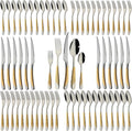 Gold Silverware Set 60-Piece Stainless Steel Flatware Cutlery Set Service by X-zrew