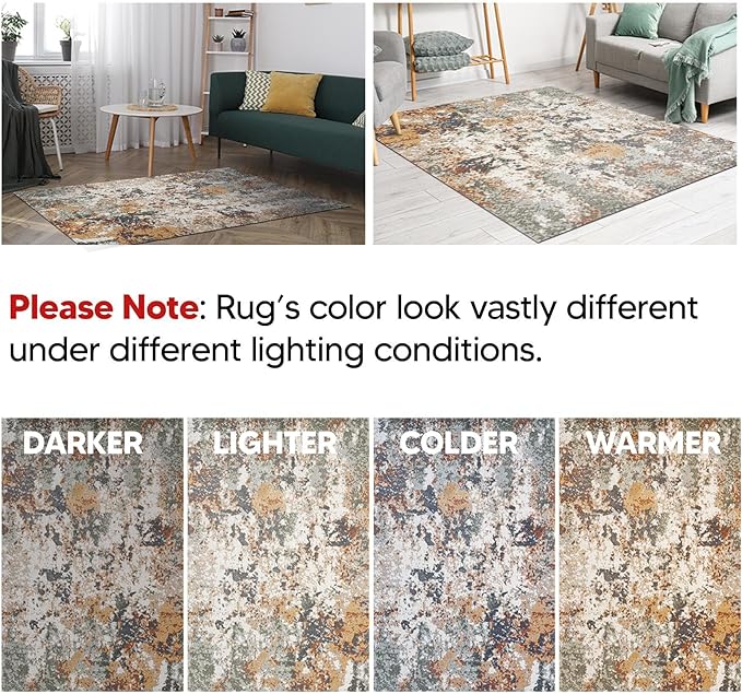 Keen Home Design Area Rugs - 3x5 Non-Shedding, Abstract Rugs for Kitchen, Living Room, Bedroom, Dining Room, Entryway - Size: 3' x 5', Multi
