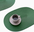 FunWheat Oval Braided Placemats Set of 6 Table Mats for Dining Tables Washable Heat Resistant Place Mats for Indoor Outdoor Use 12 x18 Inch (Oval Black Green, 6pcs)