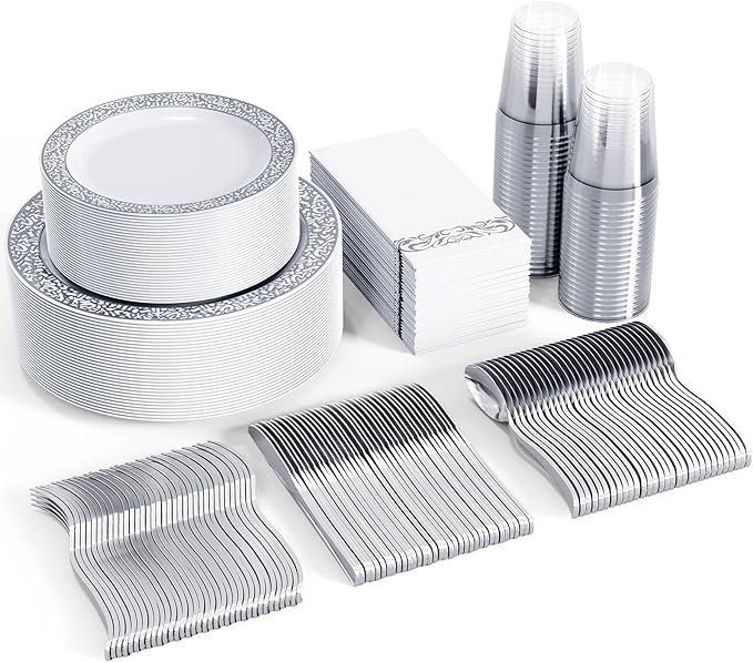 FOCUSLINE 350 Ct Silver Dinnerware Set by FOCUSLINE