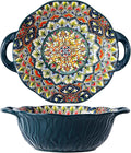 2 Pack Boho Ceramic Serving Bowls by XKXKKE