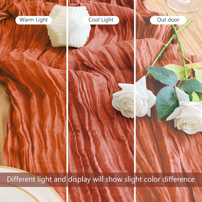 Cheesecloth Table Runner 10FT 2Pcs Terracotta Boho Gauze Sheer Runners | Cheese - Image 5