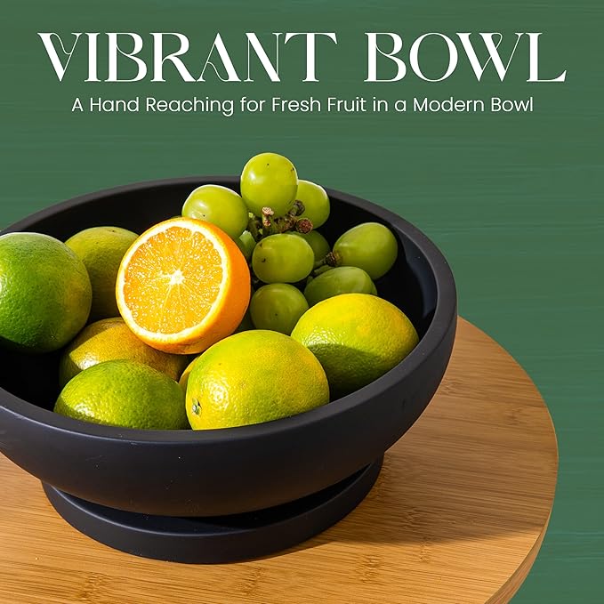 Decorative Concrete Fruit Bowl for Kitchen Counter – Elegant Pedestal Bowl with Smooth Finish for Home Decor | Handcrafted Key Bowl for Entryway Table, Coffee Table | 10.5in W x 4.25in L