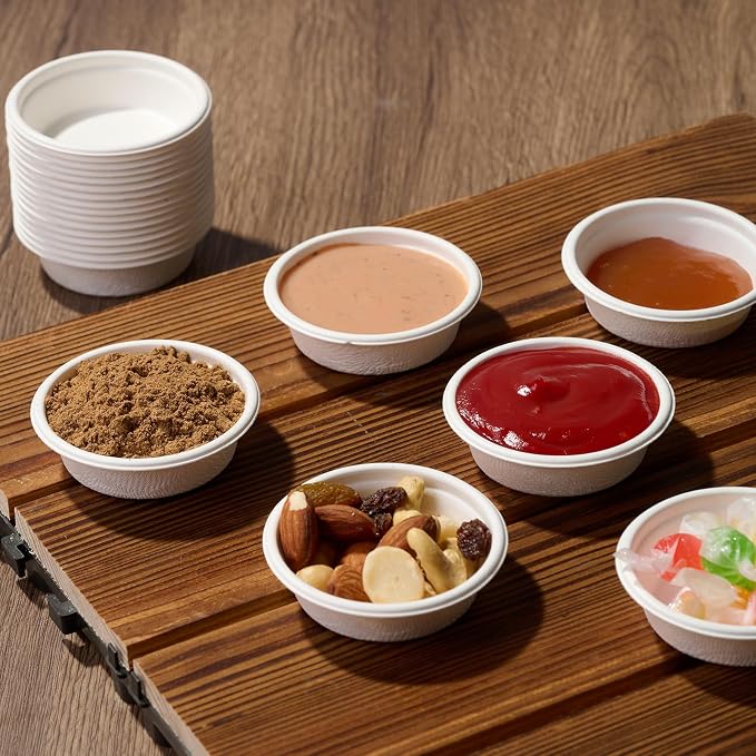 ECOLipak 1 oz Compostable Condiment Cups, 1000 Pack Bagasse Portion Cups | - Image 6