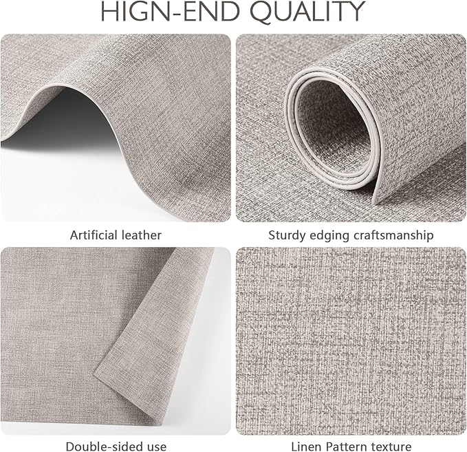 Faux Leather Placemats Set of 6 Washable PU Table mats for Kitchen Table - Heat Resistant, Waterproof, Easy Clean, Anti Slip 11.8" x 17" (Beige-6 Pack)