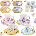 24 Sets Disposable Paper Tea Cups 7 OZ Floral Tea Party Cups | by NatNarr