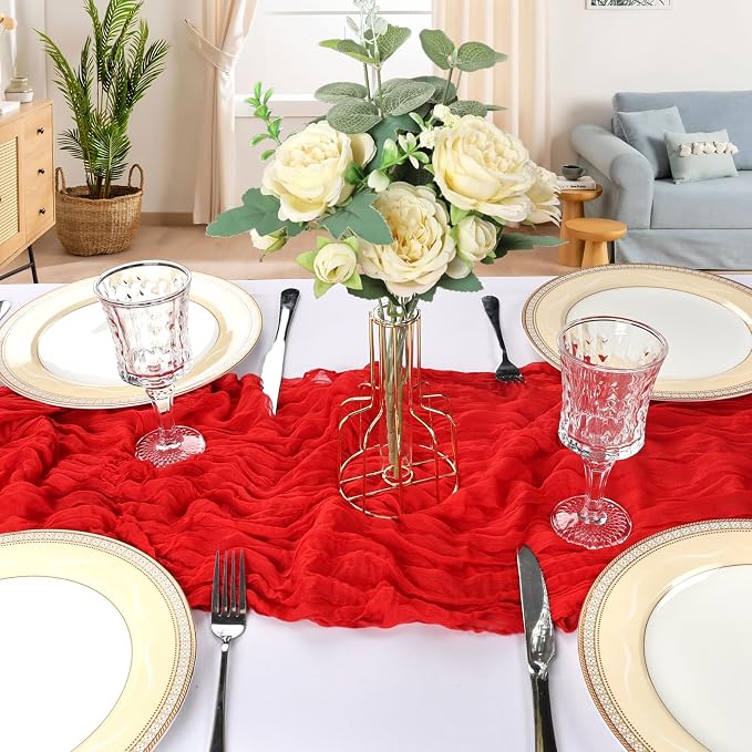 12 Pack 10Ft Red Cheesecloth Table Runner 23 x 120 Inch | Gauze Rustic Boho - Image 4