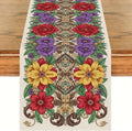 Ornate Floral Table Runner Victorian Decorative Nature Embroidery Celebration by Peconal