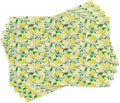 Ambesonne Lemons Place Mats Set of 4, Blooming Lemon Flowers on Tree Branches with Buds and Ripe Fruits, Washable Fabric Placemats for Dining Table, Standard Size, Yellow Fern