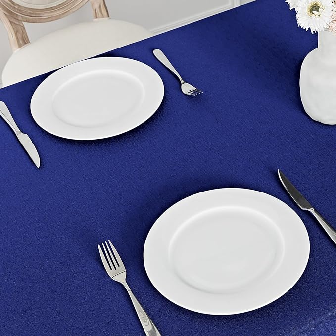 2 Pack Rectangle Tablecloth, 60x120 inch, Water Resistant Wrinkle Free Linen Textured Table Cloth Washable, Decorative Fabric Table Cover for Dining, Party and Camping, Royal Blue
