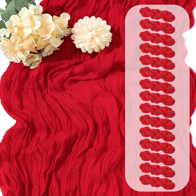 15 Pack Red Cheesecloth Table Runner 17 x 108 inch Cheese Cloth Table Runners by Yorcari