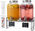 DD&HAPP 2 Gallon Glass Drinks For Parties With Stand.Stainless Steel Spigots & Metal Stand,Large Capacity Beverage Dispenser for Party,Infused Water,Iced Tea,Lemonade,Outdoor,Commercial Use.