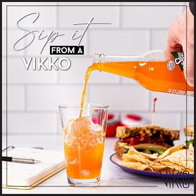 Vikko 9.5 Ounce Water Tumblers, All Purpose Drinking Glasses, Thick and Durable Construction, Tapered Design, Dishwasher Safe, Set of 12 Tall Glass Tumblers