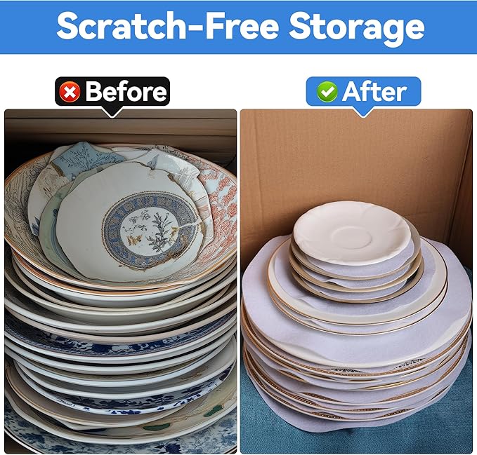 Imncya Separators Storage for Plates, Set of 90 and 3 Sizes, Protective Stacking Separators for Fine China, Dinner Plates, Cups & Saucers（White）