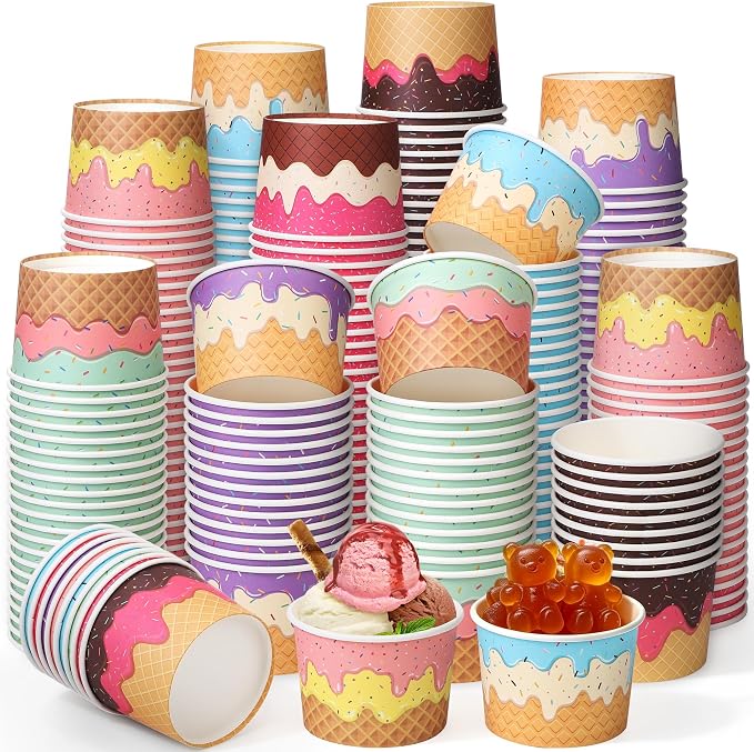 Aodaer 300 Pack 8 oz Paper Cups Disposable Ice Cream Bowls Dessert Cups Sundae by Aodaer